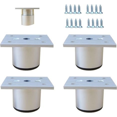 4er-set Küchenmöbelfüße Aus Aluminiumlegierung – Verstellbar – Rund – Sofafüße Für Möbel – Weiß