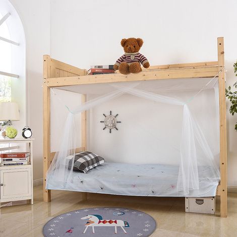 Moskitonetz Für Studentenwohnheim, Etagenbett – Quadratisches Moskitonetz – Für Studentenbetten, Reisebetten – Bettwarenzubehör – Weiß, 90 X 190 X 160 Cm