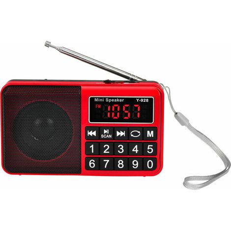 Tragbares Fm/am (mw)/sw/usb/micro-sd/mp3-radio, Radiosender Mit Großen Tasten Und Großem Display, Wiederaufladbares Tragbares Radio Mit 800 Mah (rot)