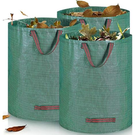 Gartenabfallsäcke, 3 X 272 L Selbsttragende Gartensäcke, Große Säcke Mit Griffen, Wasserdicht, Faltbar Und Wiederverwendbar, Gartenabfallsäcke, Pflanzensäcke