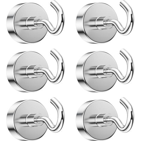 6 Stück 20 Mm Magnethaken Mit 13 Kg Haftkraft, Starke, Abnehmbare Magnethaken, Runde Neodym-magnethaken Für Küchen, Kühlschränke, Decken Und Kleine Räume