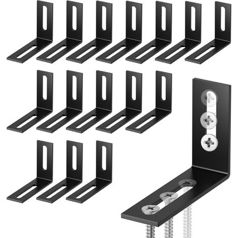 16 Schwarze Metallwinkel, Verstellbare Eckwinkel, 60 X 42,5 Mm, L-förmige Befestigungswinkel Für Möbelbefestigung Und -reparatur, Zur Verstärkung Der J-förmigen Winkel.