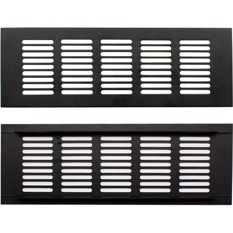 2-teiliges Lüftungsgitter, Luftauslass Aus Aluminiumlegierung, Schwarzes Rechteckiges Lüftungsgitter, Geeignet Für Schränke, Schuhschränke, Tore