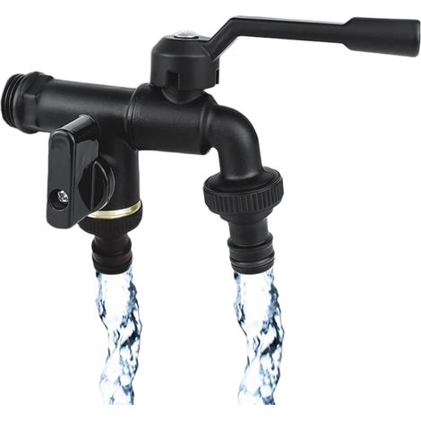 Verbesserter Doppel-gartenwasserhahn Für Den Außenbereich, 1/2-zoll- Und Zwei 3/4-zoll-abgänge, Schlauchverteiler, Rost- Und Frostbeständiger Gartenwasserhahnverteiler