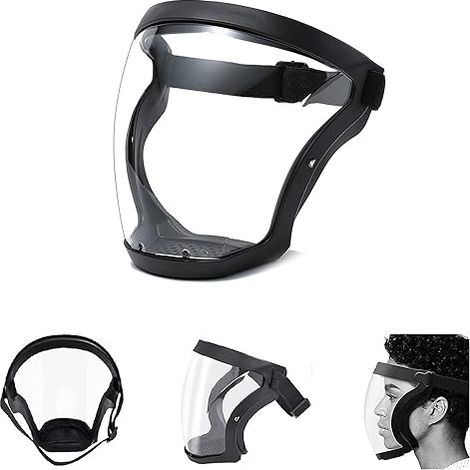 Super Schützender Gesichtsschutz – Vollgesichtsmaske – Strapazierfähig, Transparent – Klarer Gesichtsschutz – Beschlagfrei Und Wiederverwendbar – Für Damen Und Herren – Schwarz