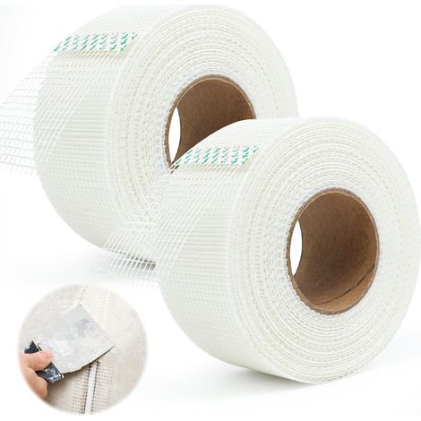 Cm X 50 M Glasfaser-fugenband, 2 Stück Glasfasergewebeband, Selbstklebendes Glasfaserband, Gewebeband Für Gipskartonplatten, Risse Und Löcher
