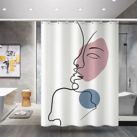 Anti-schimmel-duschvorhang 180x200 Cm, Maschinenwaschbarer Stoffduschvorhang (180x200cm)