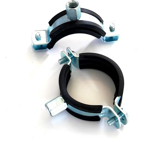 Schwarze Gummischlauchschelle 63 Mm – M8 Wandbefestigung – Für Rohre Von 60 Bis 64 Mm – 4er-pack, Verzinktes Metall