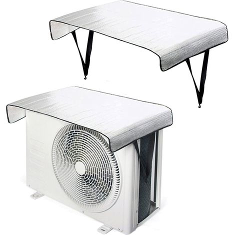 2-teilige Außenabdeckung Für Klimaanlagen – 5 Mm Wasserdichte Aluminiumfolie – Uv- Und Schneeschutz – Abmessungen 95 X 47 Cm