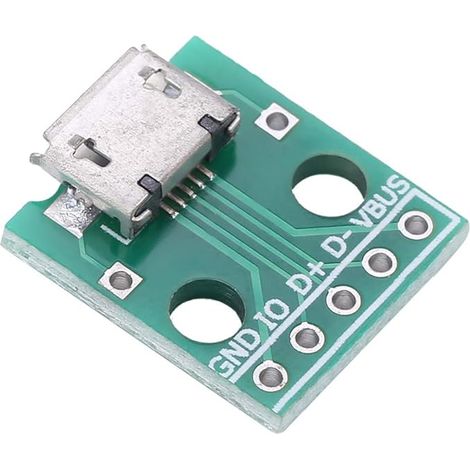 Micro-usb-auf-dip-adapter, 10 Stück, Weiblich, 5-raster, 2,54 Mm - Micro-usb-lötbar (grün)