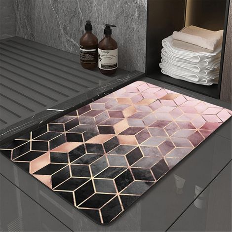 Rutschfeste Kieselgur-badematte, Saugfähig, Boho-muster, Schnelltrocknende Bodenmatte, Wasserdichte Kissenmatte Fürs Badezimmer