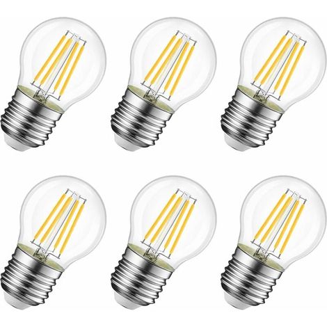 4-w-led-filamentlampe E27 G45, Entspricht Glühlampe, 2700 K Warmweiß, Vintage-edison-glühbirne, Nicht Dimmbar, 6er-pack