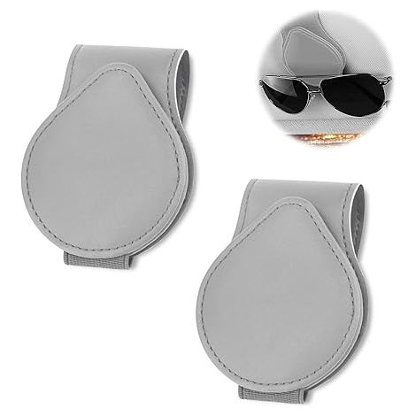 Autobrillengestell, Autobrillengestell Aus Leder, Set Mit 2 Grauen Auto-sonnenblendenbrillengestellen, Auto-sonnenbrillengestell