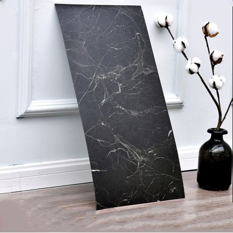 Badezimmer Küche Pvc Selbstklebende Bodenaufkleber Badezimmerfliesen Wasserdichte Tapete Wohnzimmer Marmor Hintergrundtapete Badezimmerfliesen Wasserdichte Tapete (schwarz) (10 Stück)