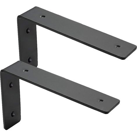 Set Mit 2 Wandhalterungen – L-förmige Träger Für Schwere Regale – 5 Mm Starker Stahl – Rostbeständige Schwarze Oberfläche