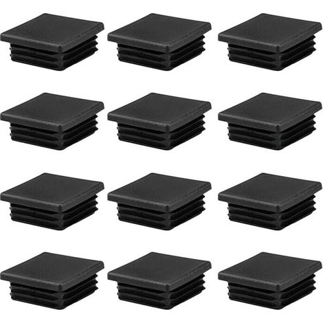 – Schwarze Kunststoff-vierkantrohrabdeckungen 50 X 50 Mm – 12er-pack – Feuchtigkeitsbeständig – Einfache Montage Für Stühle Und Tische