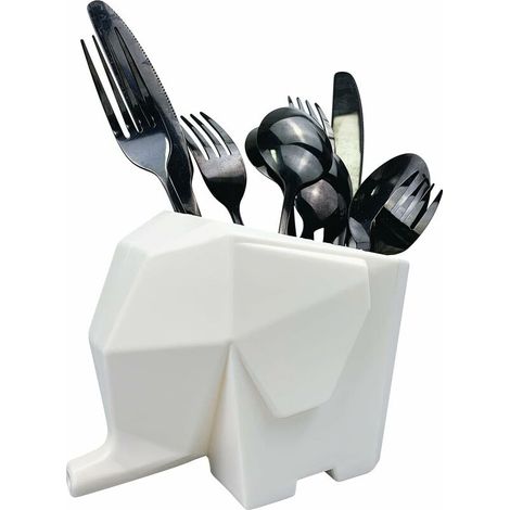 Elefantenförmiger Besteckhalter, Abtropfgestell, Schwammhalter, Küchenspüle, Weiß Mit Abflussloch Zur Aufbewahrung Von Messern
