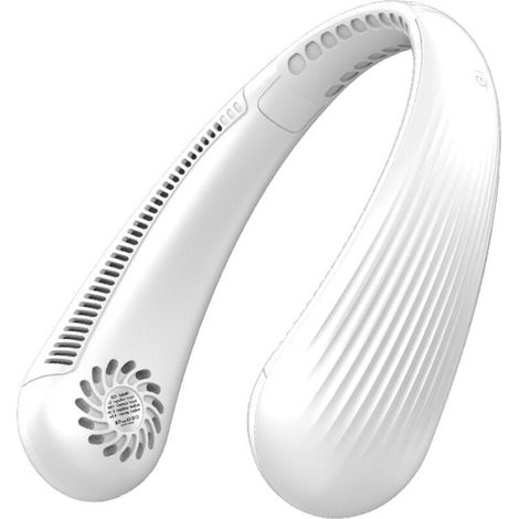 Usb-ventilator, 2200 Mah, Klingenlos, Leise, Persönlicher Ventilator Zum Tragen Um Den Hals, Nackenkühlung, Wiederaufladbar, 3 Geschwindigkeitsstufen, Für Büro, Zuhause, Reisen (weiß)