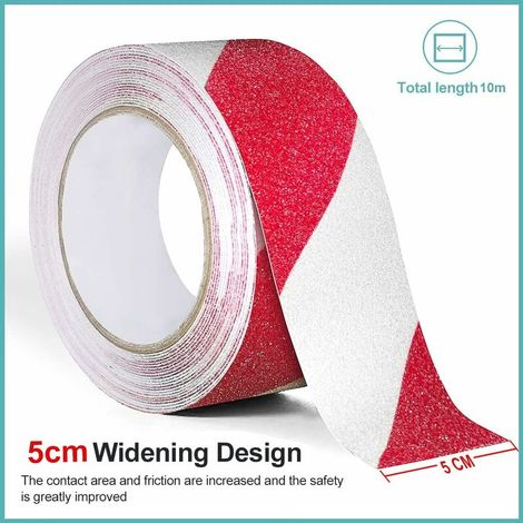 Rutschfestes Klebeband, Selbstklebende Antirutschstreifen Für Treppen Und Stufen, Festes Antirutschband, Schwarz (5 Cm X 10 M, Rot Und Weiß), Einteilig