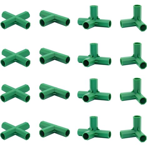 Set Mit 16 X 16 Mm Befestigungselementen, 4 Arten Von Robusten, Stabilen Stützen Für Gewächshausrahmen. Geeignet Für Weinrebenspaliere, Sonnenschutz Und Gartenhäuser.