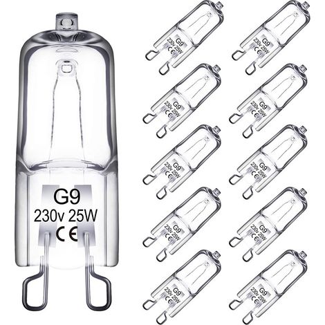 10er-pack G9-halogenlampen, 25 W, 230 V, Dimmbar, 43 Mm