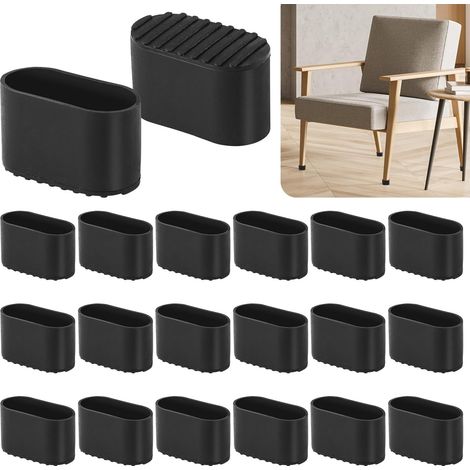 Set Mit 20 Ovalen Stuhlbeinkappen – 40 X 20 Mm – Für Garten- Und Outdoor-stühle – Kunststoff – Schwarz
