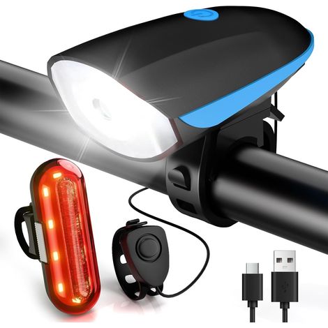 Vorder- Und Rücklicht, Usb-aufladbar, Leistungsstarke Led-fahrradbeleuchtung Mit Summer, Ip65 Wasserdicht, Fahrradzubehör Für Mountainbikes, Hybridräder, Fahrräder Usw.