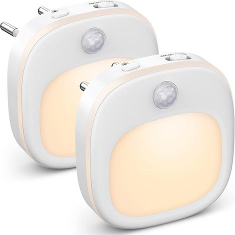 Nachtlicht Zum Einstecken [2er-pack], Dimmbare Innenlampe Mit Bewegungssensor, Warmweißes/weißes/gemischtes Led-nachtlicht, Ideal Für Flur, Treppenhaus, Schlafzimmer, Küche Und Kinderzimmer