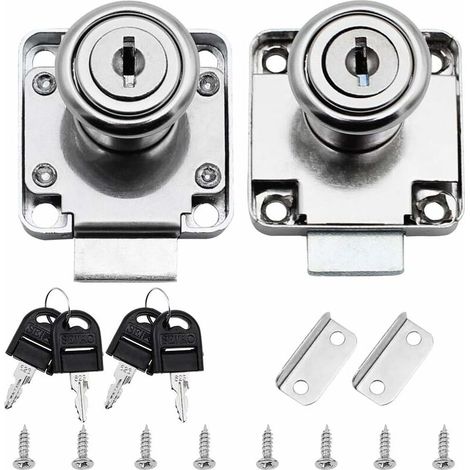 2er-pack Büroschubladenschloss, Zylinderschloss Für Möbel Zum Abschließen Von Schränken, Schubladen, Kommoden Usw., Dick Und Robust (20 Mm), Silberfarben