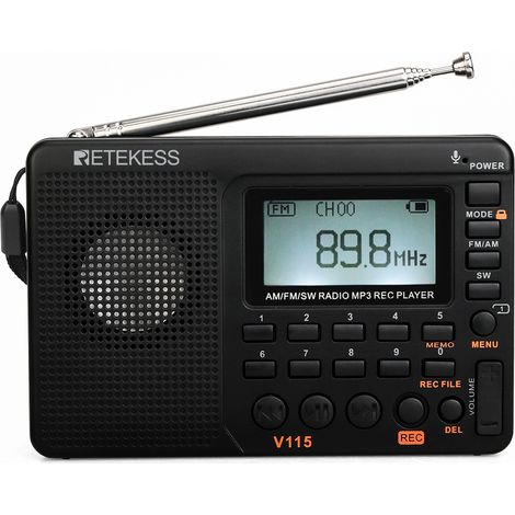 Poste Radio Portable Wiederaufladbar, Radio Fm Am Sw, (schwarz)