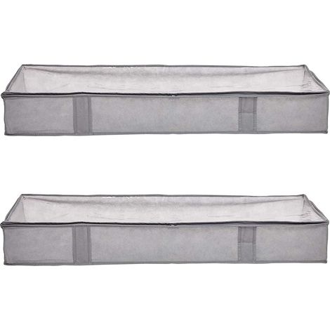 Set Mit 2 Aufbewahrungstaschen Mit Reißverschluss Für Unter Das Bett, 106,68 X 45,72 X 15,24 Cm, Grau