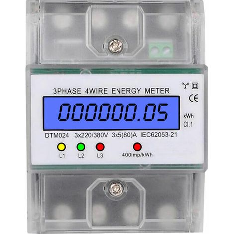 Dreiphasen-4-leiter-energiezähler 220/380 V 5-80 A Energieverbrauchszähler Kwh-zähler Din-schienenmontage Digitaler Elektrischer Energiezähler Mit Hintergrundbeleuchtetem Lcd-display -