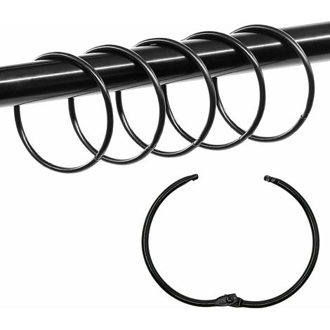 Set Mit 36 Runden Metallringen Für Duschvorhänge, 5 Cm, Für Notizkarten, Bürobedarf (schwarz)