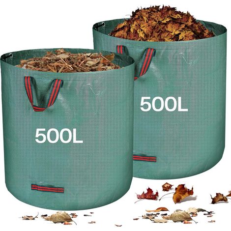 Hochleistungs-gartenabfallsäcke, 2 X 500l Gartensäcke Mit Griffen, Faltbar Und Wiederverwendbar, Hergestellt Aus Extrem Robustem Polypropylen (pp)