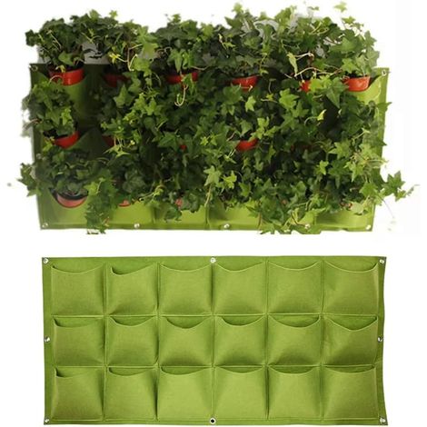 Wandpflanztaschen, 18 Horizontale Hängepflanzbeutel, Hängepflanztaschen Für Garten Und Heimdekoration