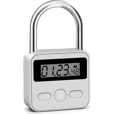 Elektronisches Metallschloss Mit Suchtschutz Und Hintergrundbeleuchtetem Lcd-display – Usb-ladefunktion – 500 Stunden Standby-zeit – Für Mobiltelefone, Snacks Und Alkoholische Getränke – Silber