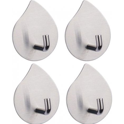 Set Mit 4 Selbstklebenden Wandhaken, Robuste Handtuchhaken Aus Edelstahl, 4 Stück Zum Aufhängen, Selbstklebende Wandhaken Mit Wassertropfenmuster