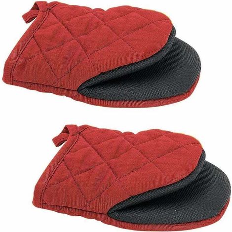 2 Küchenhandschuhe, Rutschfeste Neopren-ofenhandschuhe, Hitzebeständig Zum Kochen, Grillen Und Barbecue (rot), 17,5 X 13,5 Cm