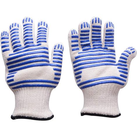 Hitzebeständige Grillhandschuhe Bis 500 °c, Rutschfeste Topflappen Mit Silikonbeschichtung (blau, Größe M)