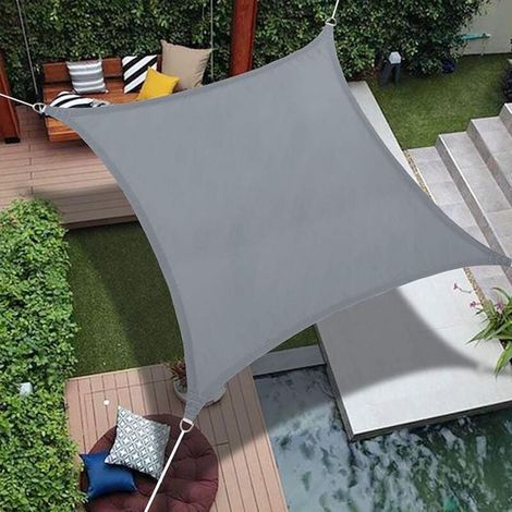 Rechteckiges Sonnensegel 3 X 3 M, Wasserdicht, Für Garten, 98 % Uv-schutz, Inklusive Seil, Grau