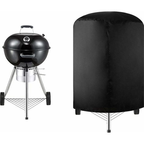 Runde Grillabdeckung, Wasserdichte Grillabdeckung Aus 210d Oxford-gewebe, Grillabdeckung, Schutzplane, Grillabdeckung, Schwarz, 58 X 77 Cm