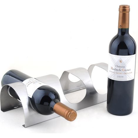 Wandmontiertes Weinregal Für 4 Flaschen, Weinflaschenablage Aus Edelstahl, Wandmontierter Flaschenhalter, Home Creative Home, Silber.
