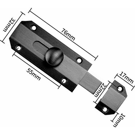 1 Sicherheitsriegel Mit Dickem Riegel Aus Reinem Messing, Extrem Widerstandsfähiger Torriegel, Schwarz,