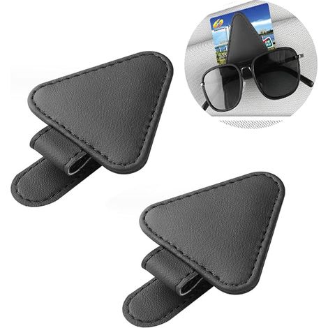 2-teiliger Autobrillenhalter, Autobrillenhalter Aus Leder, Brillenaufhänger Und -clip Aus Leder, Zur Aufbewahrung Von Brillen, Karten, Tickets Usw. Im Auto (schwarz)