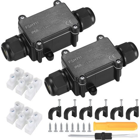 2-teilige Ip68 Wasserdichte Anschlussdose, 2-wege-außenanschlussdose, M20-kabelverschraubungen Für 5-9 Mm Und 9-12 Mm Kabel