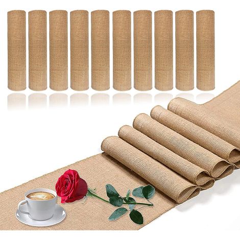 Set Mit 5 Rustikalen Tischläufern Aus Jute, Rustikale Tischdekoration, Innendekoration Für Hochzeiten Und Abendessen Im Freien