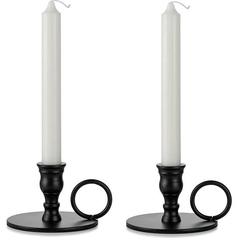Schwarzer Kerzenständer Aus Metall – 2er-set Dekorative, Spitz Zulaufende Kerzenständer Für Kamin, Weihnachten, Advent, Halloween Und Als Wohndekoration