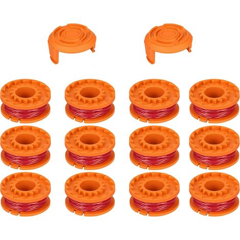 Trimmerspulen, 12 Stück 1,65 Mm Ersatzspulen + 2 Schutzkappen Für Worx Wa0010, Automatischer Fadenvorschub Für Rasentrimmer