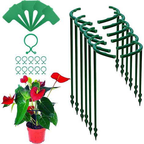 6 Pflanzenstützen, Strauchstützen, 10,3 X 6,5 Zoll Große Gartenstützen, Stützen Für Kletterpflanzen Und Blumen Mit 6 Clips Und Pflanzenbindern Für Pfingstrosen Und Hortensien
