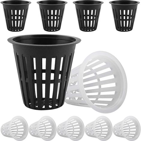 50-teiliges Set Wiederverwendbarer Pflanzkörbe Aus Kunststoff Für Hydrokultur, Aeroponik, Blumenanbau Und Gartenarbeit (25 Schwarze, 25 Weiße) 5,55